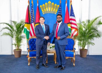 Irfaan Ali junto Marco Rubio secretario de Estado de EEUU, este jueves en Guyana- Imágen cuenta X del Presidente Guayanes.