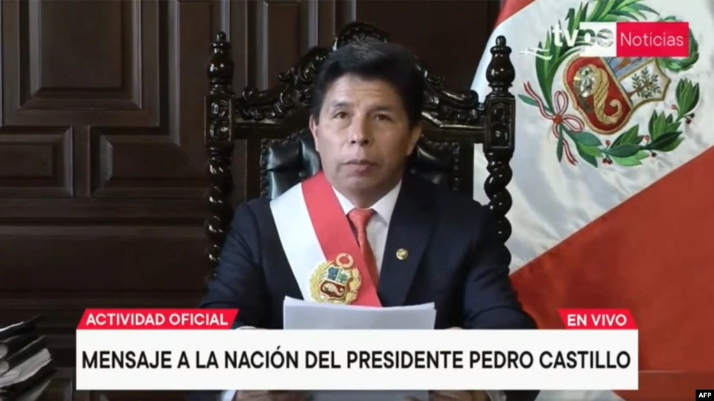 Pedro Castillo expresidente del Perú, dirije su último mensaje a la nación donde se evidencia un autogolpe de estado