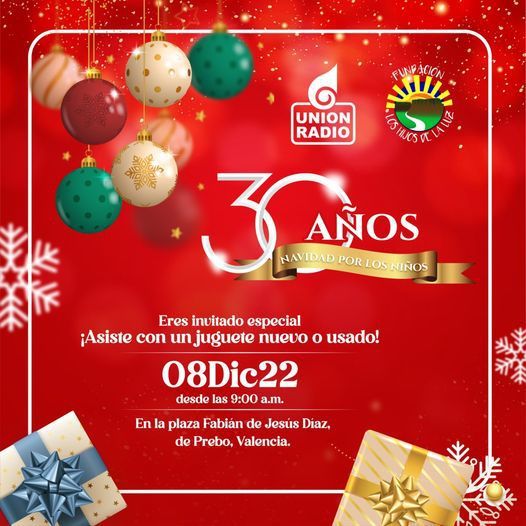 Unión Radio Valencia recolectará juguetes para este jueves 8 de diciembre por una “Navidad por los Niños”