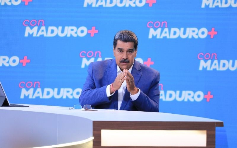 El presidente Nicolás Maduro durante la transmisión de su programa semanal.