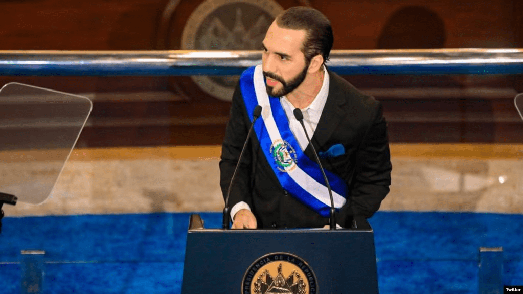ARCHIVO: El presidente de El Salvador, Nayib Bukele, durante su discurso sobre el estado de la nación en enero de 2023.
